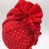 Turban z falbanką dla dziewczynki białe kropki na czerwonym