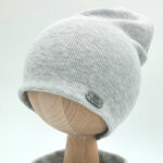 Czapka prążkowana dziecięca szary jasny melanż