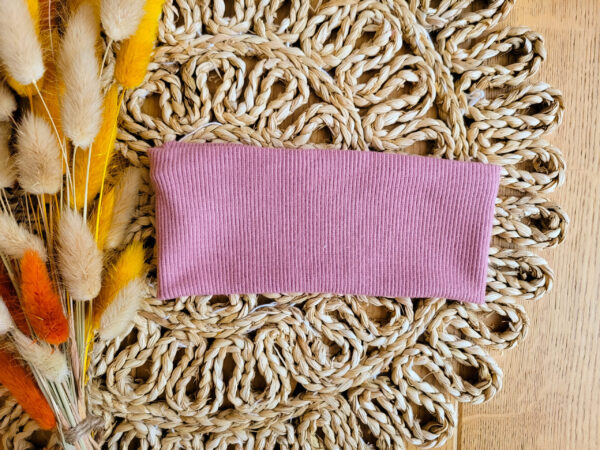 Opaska klasyczna prążkowana brudny róż