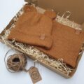 Czapka dziecięca z uszkami i kominem zimowym camel