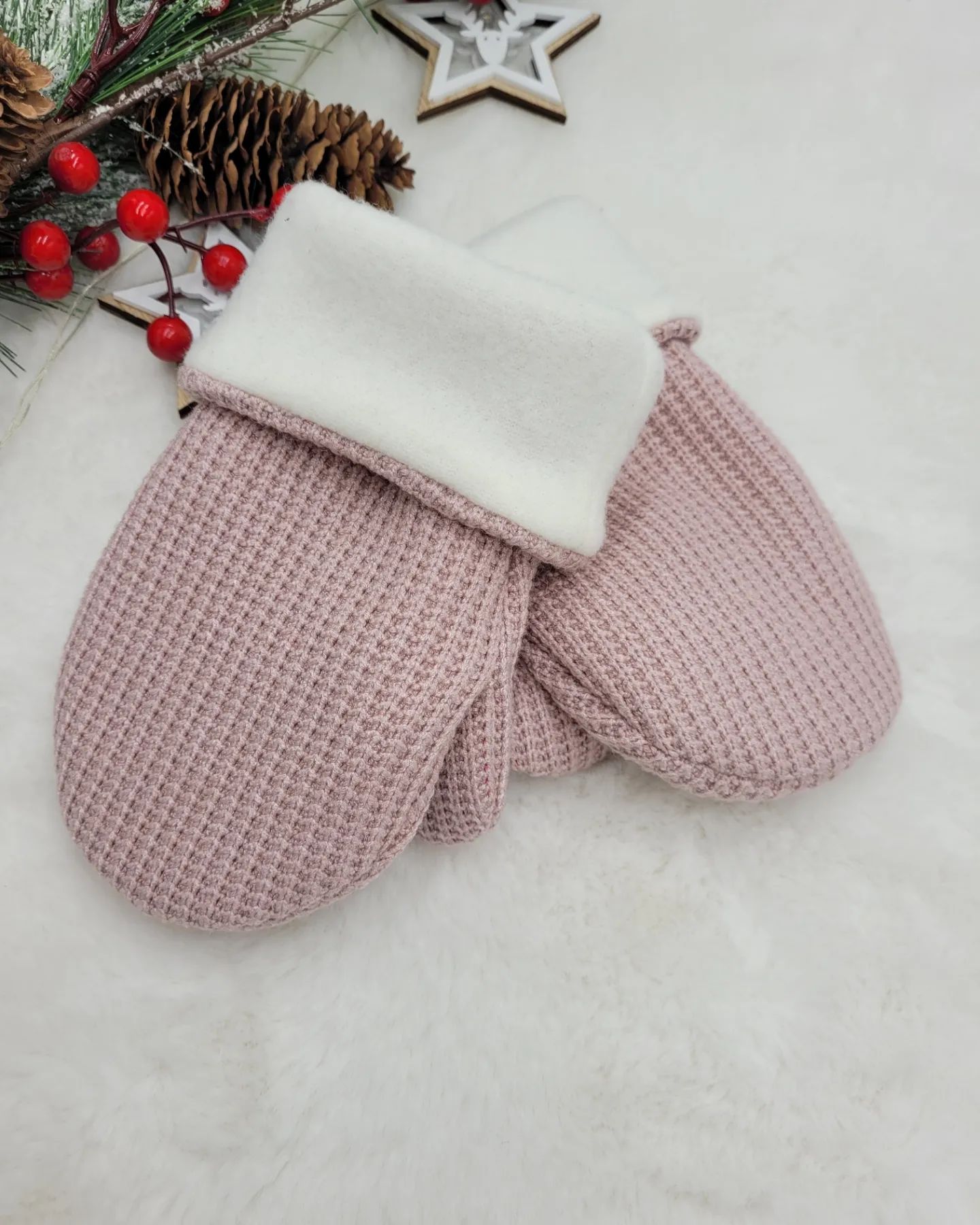 Rękawiczki zimowe dziecięce brudny róż