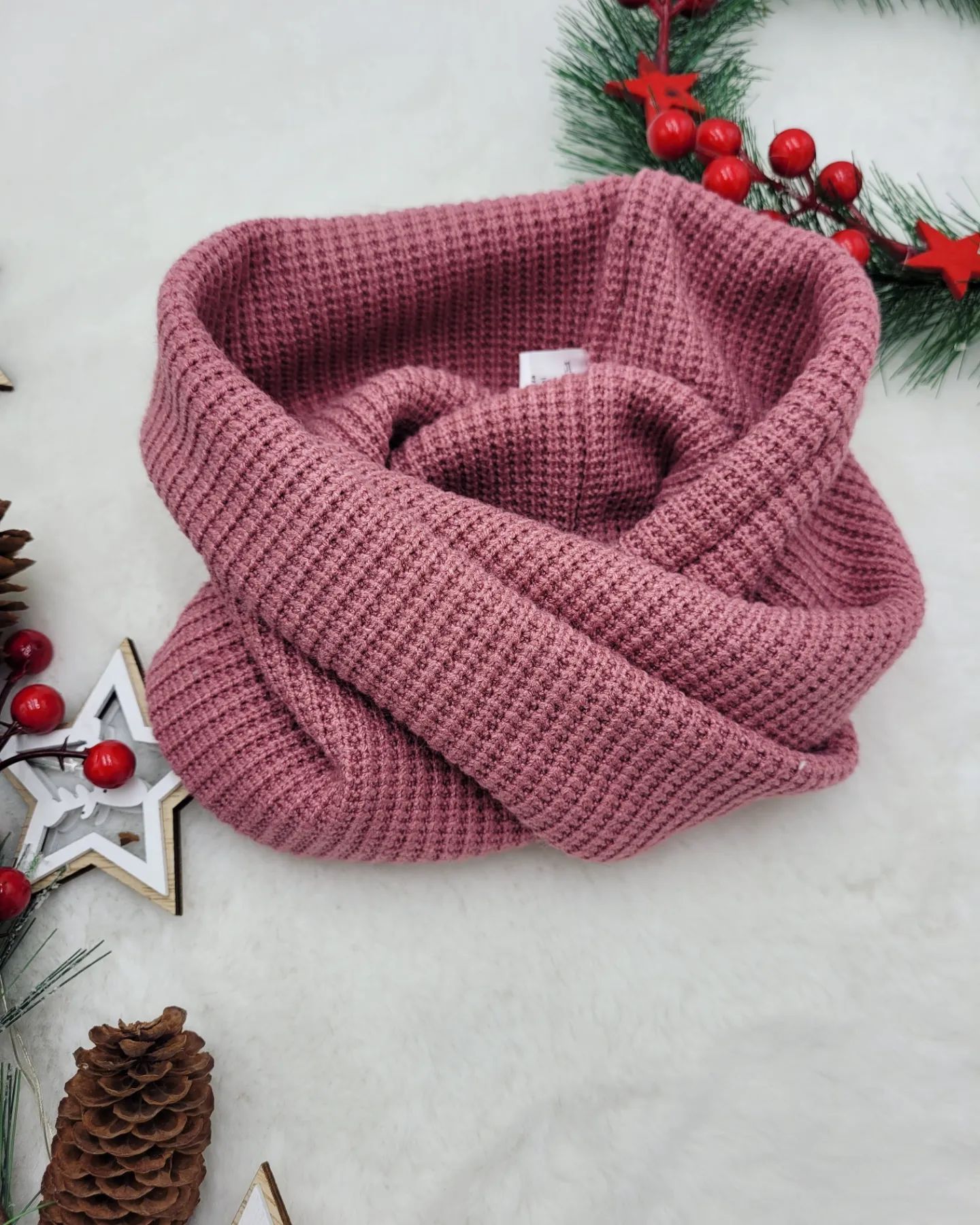 Komin zimowy dziecięcy wrzosowy róż