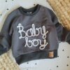 Bluza dla chłopca z napisem Baby Boy grafit