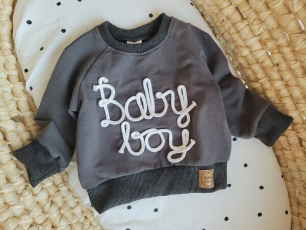 Bluza dla chłopca z napisem Baby Boy grafit