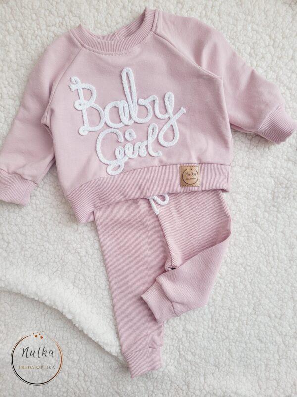 Bluza Baby Girl i legginsy prążkowane pastelowy róż