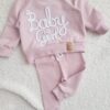 Bluza Baby Girl i legginsy prążkowane pastelowy róż