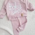 Bluza Baby Girl i legginsy prążkowane pastelowy róż