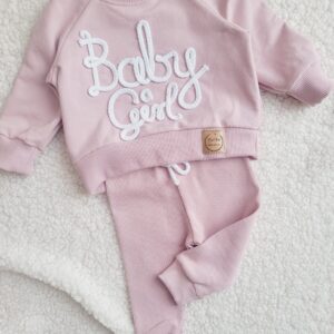 Bluza Baby Girl i legginsy prążkowane pastelowy róż