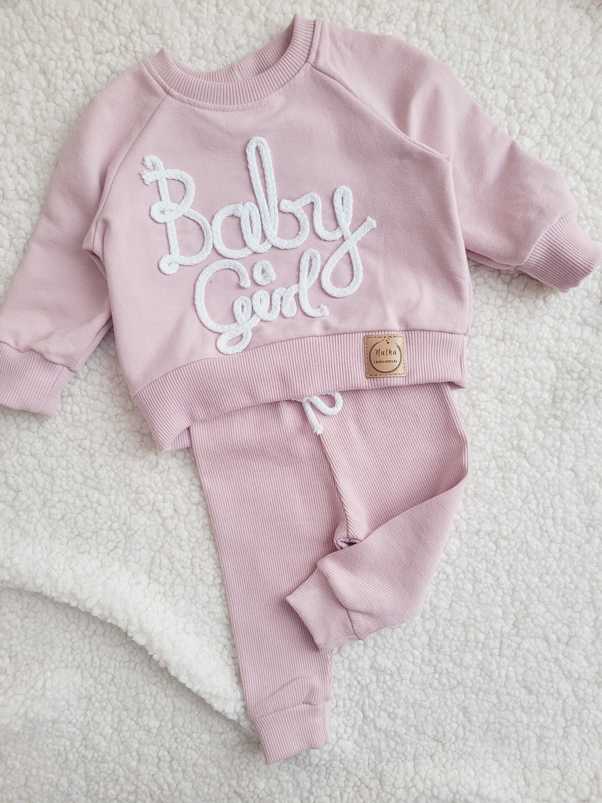 Bluza Baby Girl i legginsy prążkowane pastelowy róż