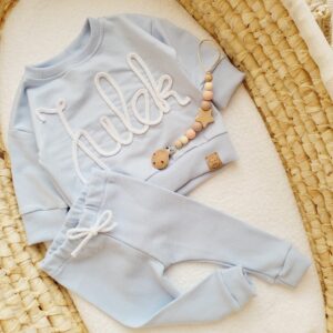 Bluza Baby Boy i legginsy prążkowane baby blue