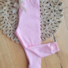 Legginsy prążkowane dziecięce pudrowy róż