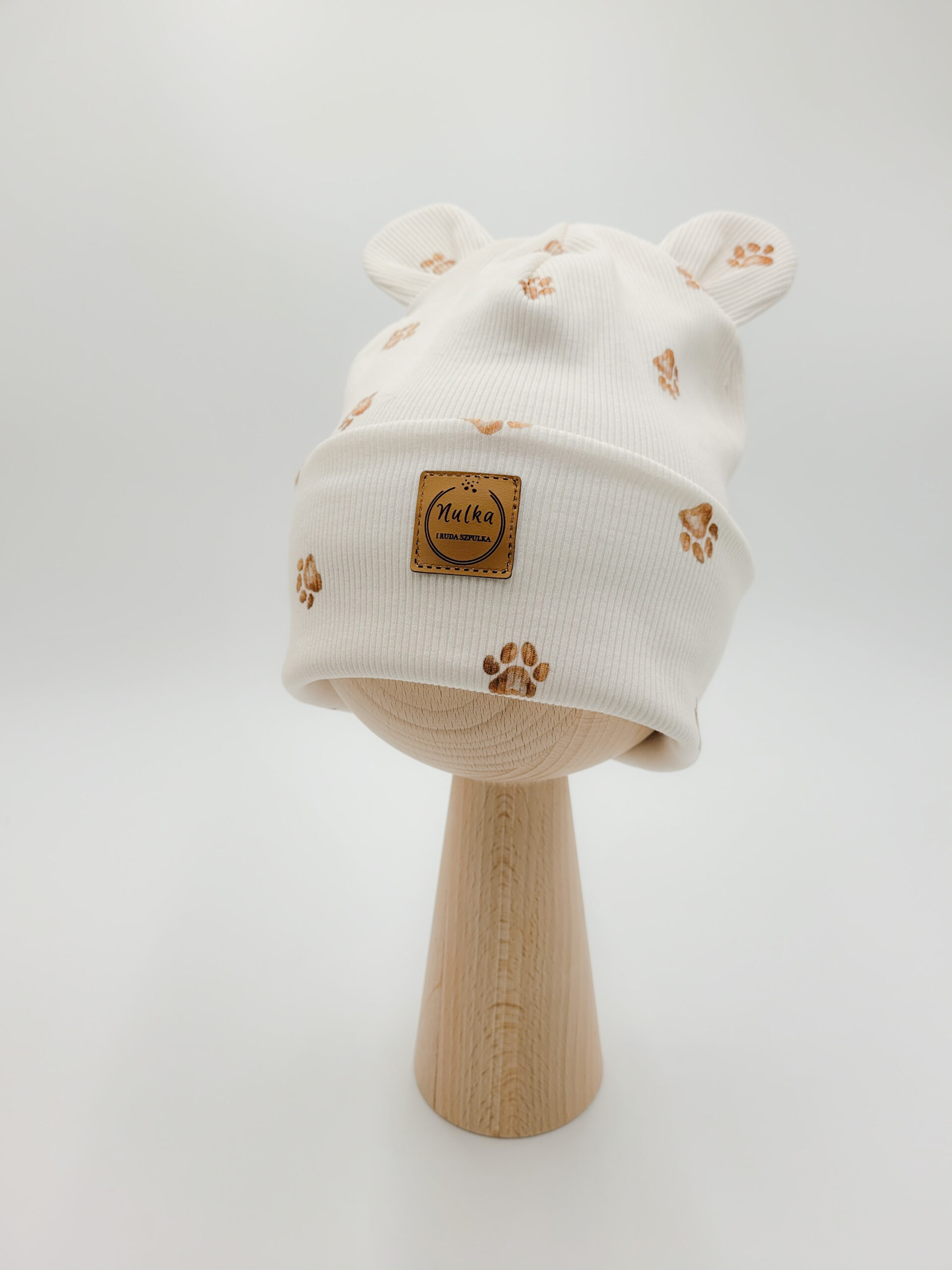 Czapka prążkowana z uszkami dziecięca w łapki