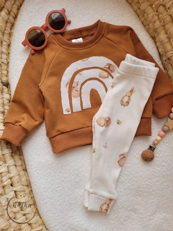 Bluza z tęczą i legginsy prążkowane Sweet Bunny