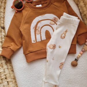 Bluza z tęczą i legginsy prążkowane Sweet Bunny