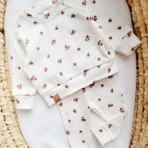 Bluza i legginsy prążkowane dla dziewczynki różyczki