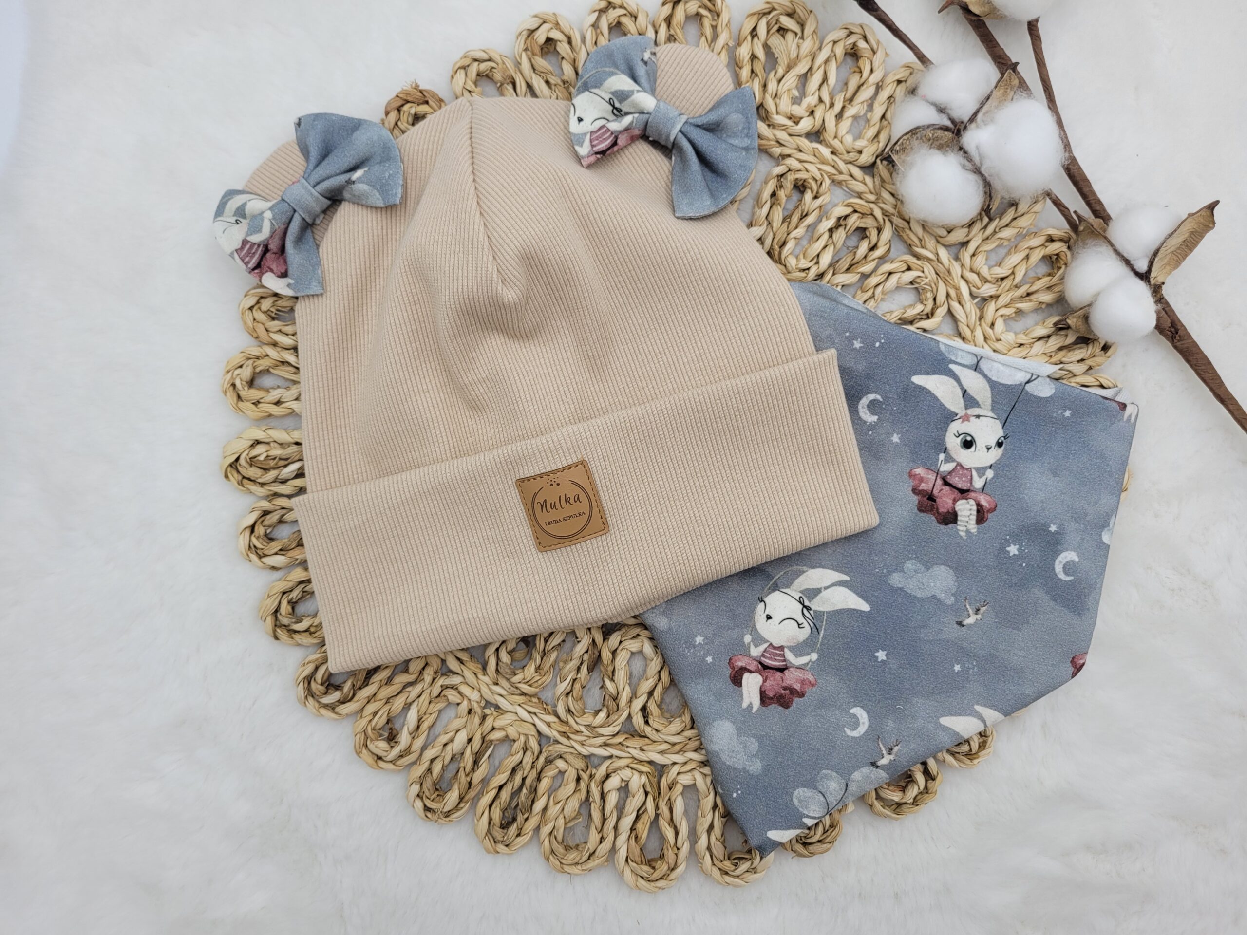 Komplet Króliczki jasny beż