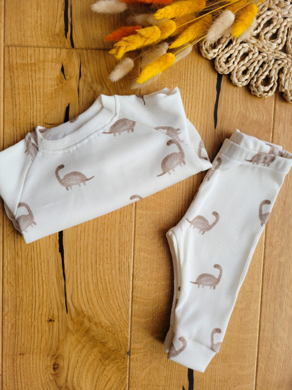 Bluza i legginsy prążkowane dziecięce dinozaury