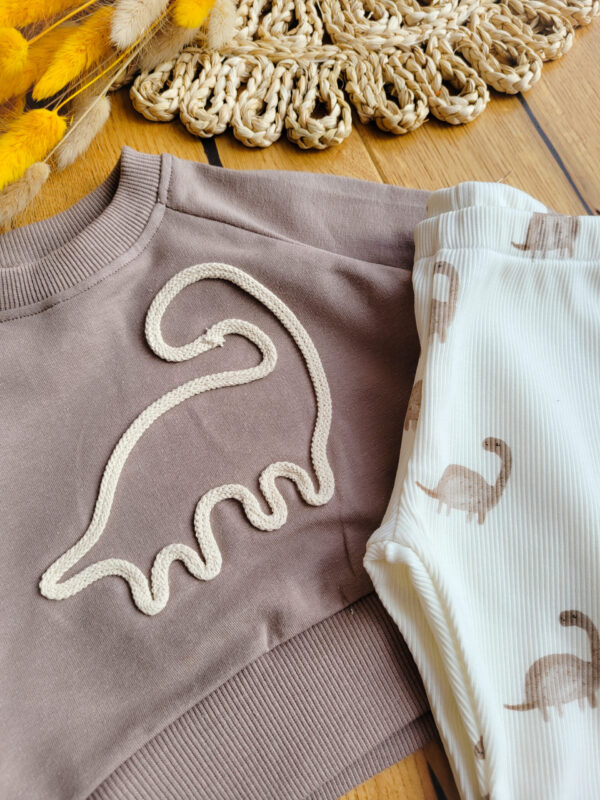 Bluza dziecięca z dinozaurem i legginsy prążkowane - obrazek 2