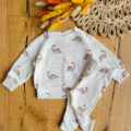 Komplet dziecięcy bluza i leggnsy prążkowane w dinozaury