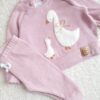 Bluza i legginsy prążkowane z gąskami róż pastelowy