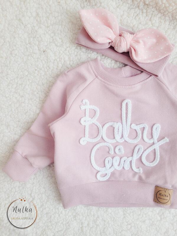 Bluza dla dziewczynki z napisem Baby Girl pastelowy róż