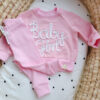 Bluza z napisem Baby Girl i legginsy prążkowane dla dziewczynki różowy