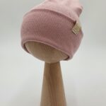 Czapka prążkowana dla dziewczynki brudny róż