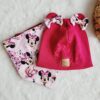 Czapka prosta prążkowana dla dziewczynki Minnie malina