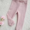 Legginsy sweterkowe dla dziewczynki pastelowy róż