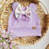 Czapka z uszkami i kokardką chusta/komin Purple Garden - kolory - obrazek 7