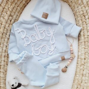 Bluza, legginsy i czapka Baby boy kolor baby blue