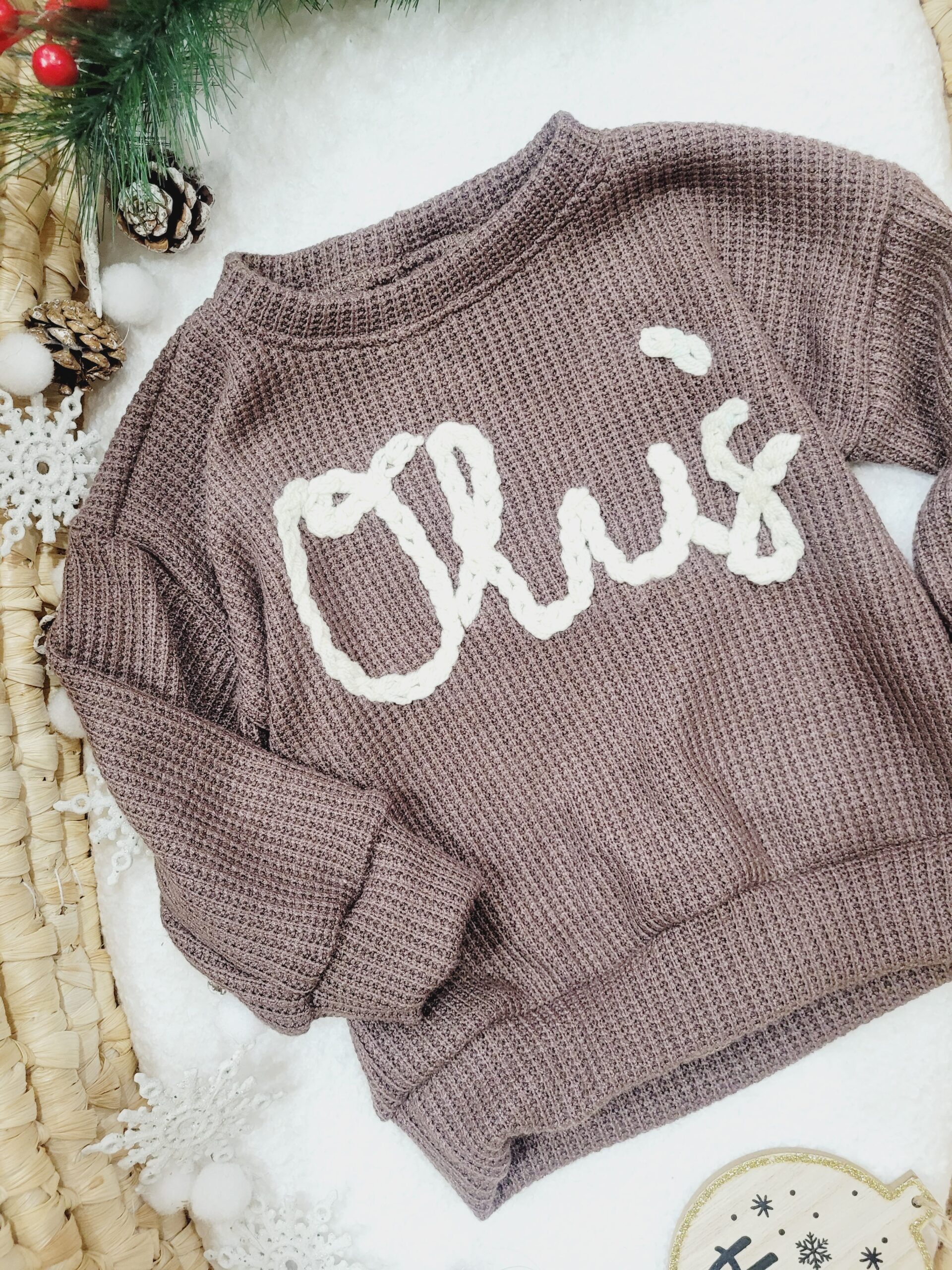 Sweterek z imieniem Oluś cappucino