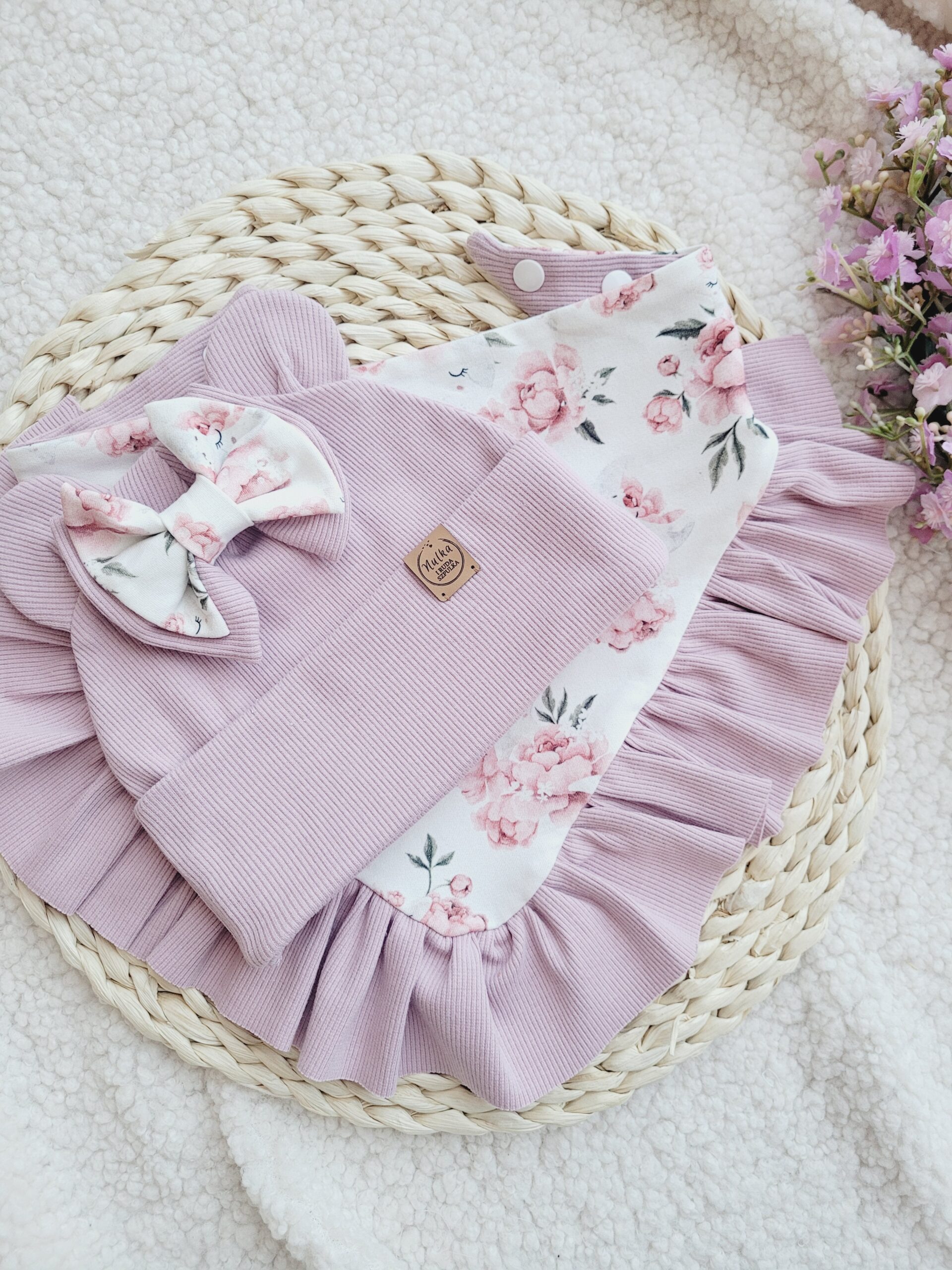 Komplet dla dziewczynki Peony pastelowy róż