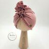 Turban z falbanką brudny róż