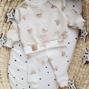 Dziecięca bluza i legginsy prążkowane Misie