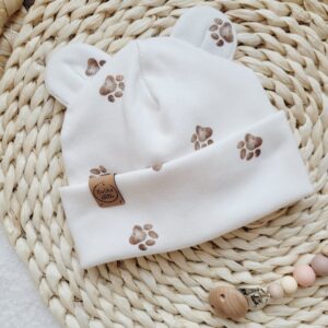 Czapka prążkowana z uszkami dla dziecka Psie Łapki