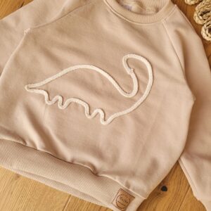 Bluza dziecięca jasny beż z aplikacją dinozaur