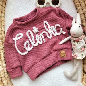 Sweterek z hatem wrzosowy róż Celinka