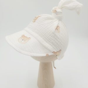 Muślinowa chustka z daszkiem dla chłopca - Misie