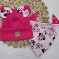 Czapka dziewczęca i chusta Minnie fuksja