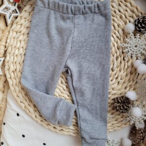 Legginsy prążkowane dla dziecka Szary melanż ciemny - 62 (1-3 mies.)