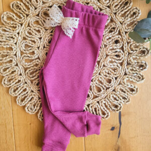 Legginsy prążkowane dla dziewczynki Wrzosowe