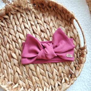 Opaska dla dziewczynki z kokardą wrzosowy róż