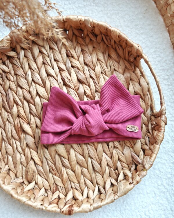 Opaska dla dziewczynki z kokardą wrzosowy róż