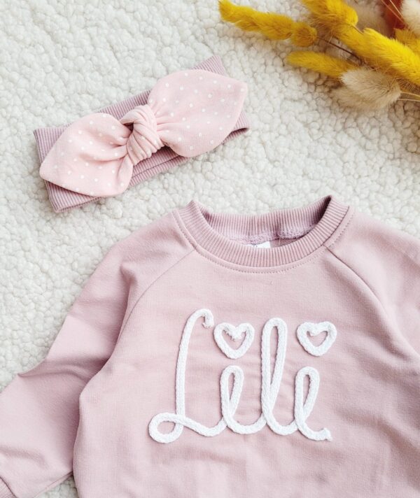 Bluza i legginsy dla dziewczynki z napisem Lili opaska pin up różowe