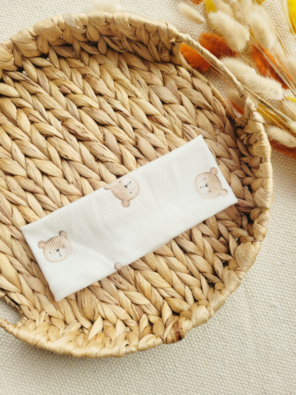 Opaska prosta prążkowana misie