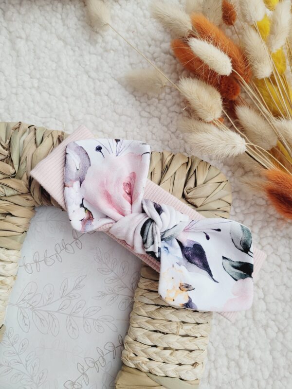 Opaska Pin-up róż pudrowy pastelowe róże