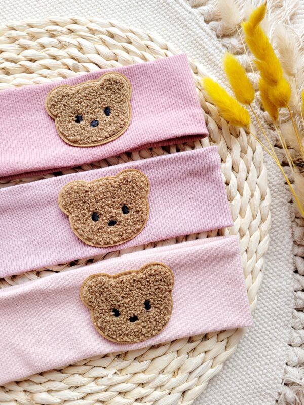 Opaska z misiem brudny, pastelowy, pudrowy róż