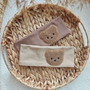 Opaska z misiem ciemny i jasny beż