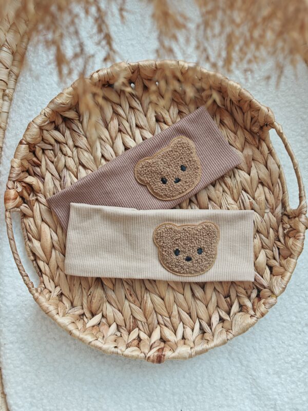 Opaska z misiem ciemny i jasny beż